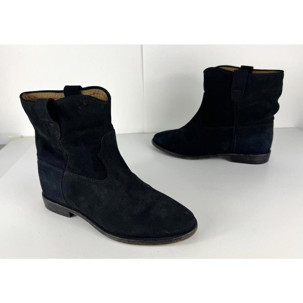 Isabel Marant Crisi Suede Ankle Boot Womens EU 39 US 9 Black Pull On Bootie